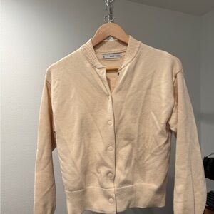 Mango Letterman Cream Cardigan Sweater